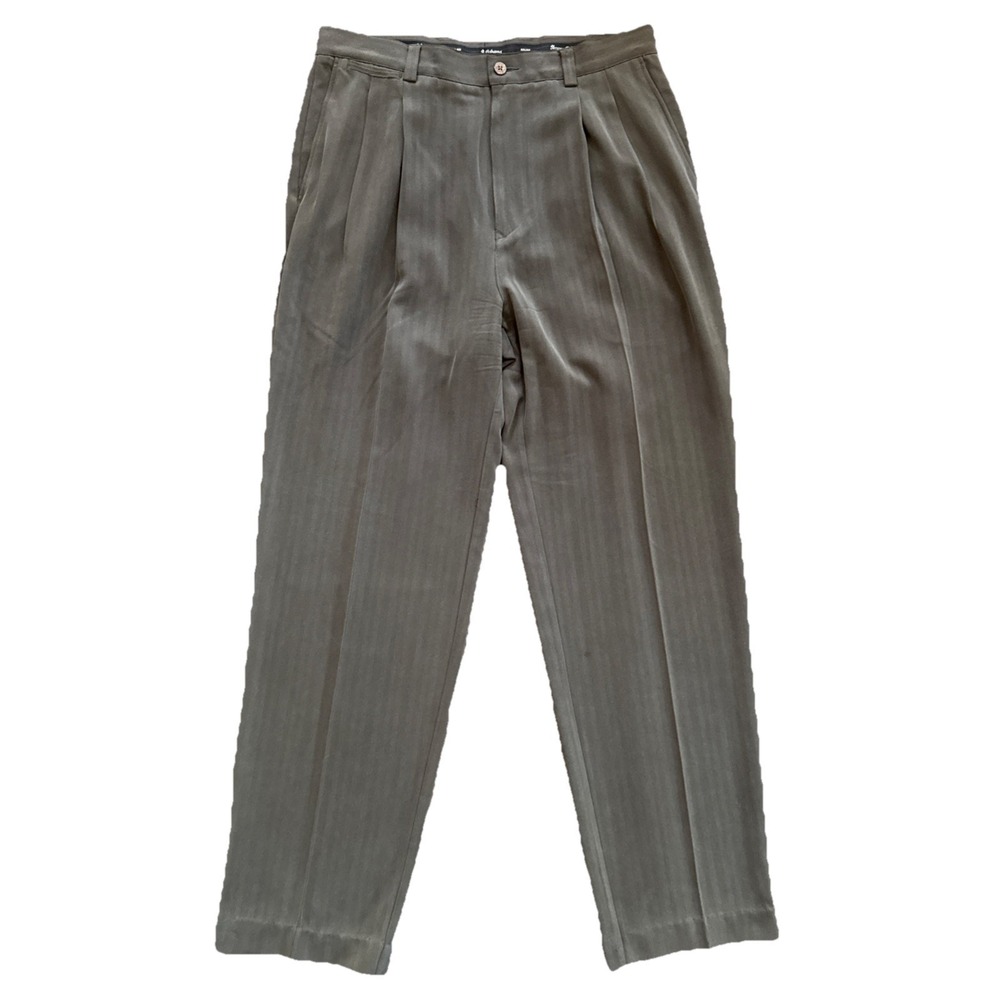 Tommy Bahama Pants Men 33x31 Olive Green 100% Silk Pleated